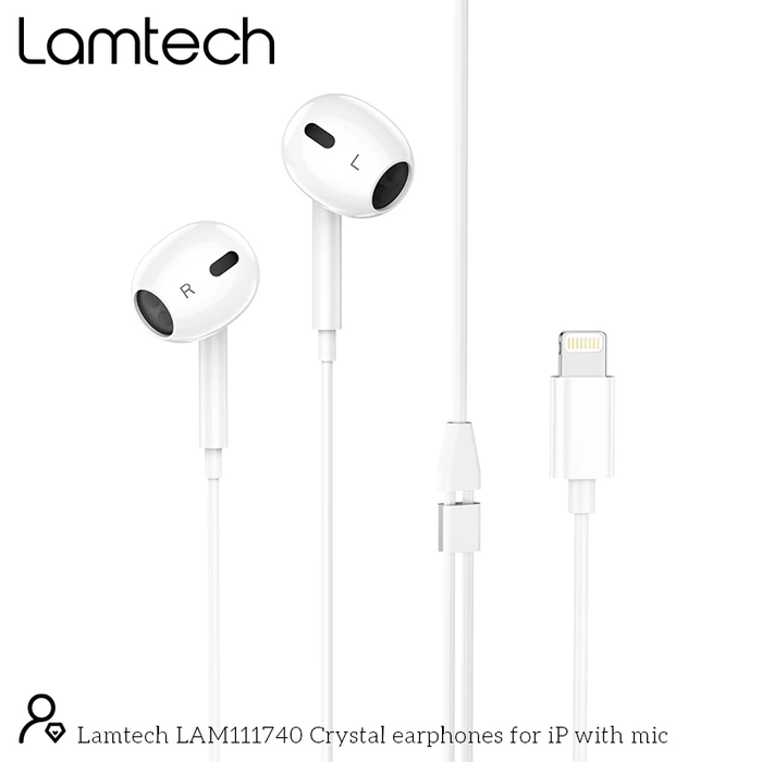 Handsfree Ακουστικά Lamtech Lightning With Microphone WHITE