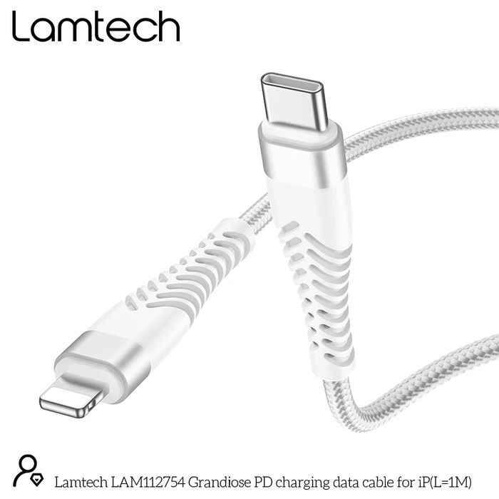 Καλώδιο Lightning Lamtech HQ UNBREAKABLE Type-C to Lightning WHITE 1M