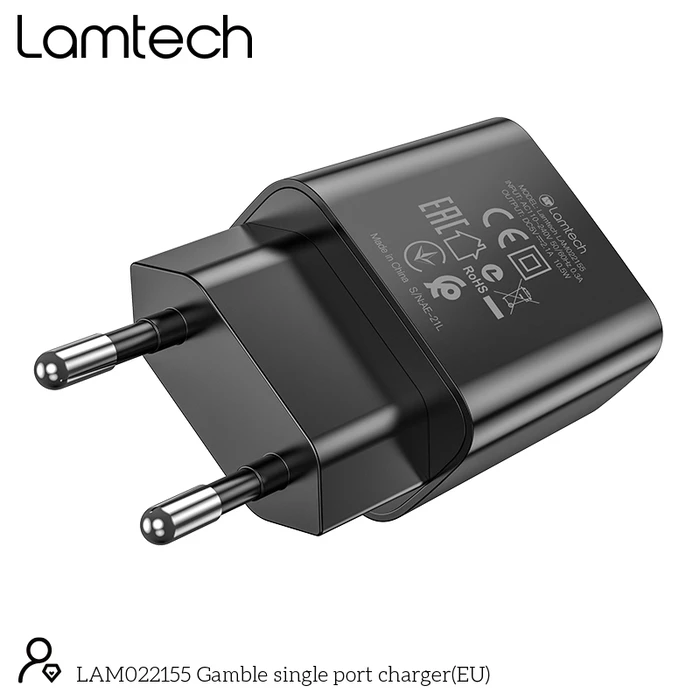 Φορτιστής Πρίζας Lamtech USB Travel Charger 2,1A Black