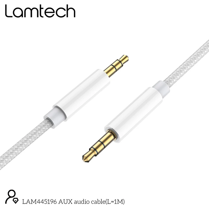Καλώδιo 3,5mm Lamtech AUDIOCABLE BRAIDED 1m to 3.5mm SILVER