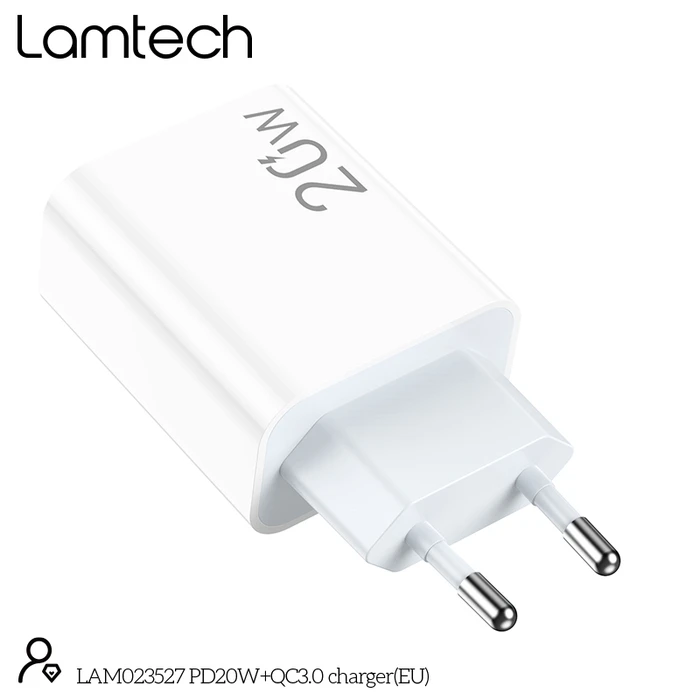 Φορτιστής Πρίζας Lamtech USB QC3.0/Type-C 20W
