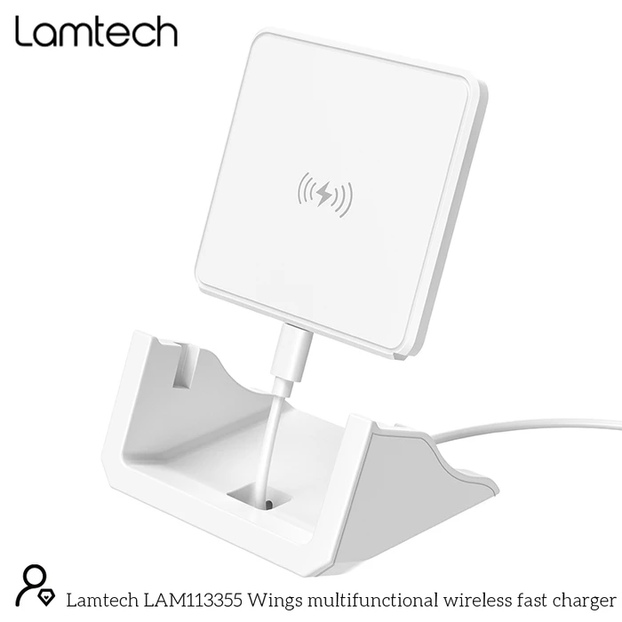 Ασύρματος Φορτιστής Lamtech Wireless FAST CHARGER 15W with STAND White