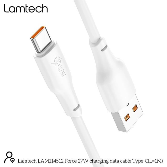 Καλώδιο USB-C Lamtech High Power 1m 27w White