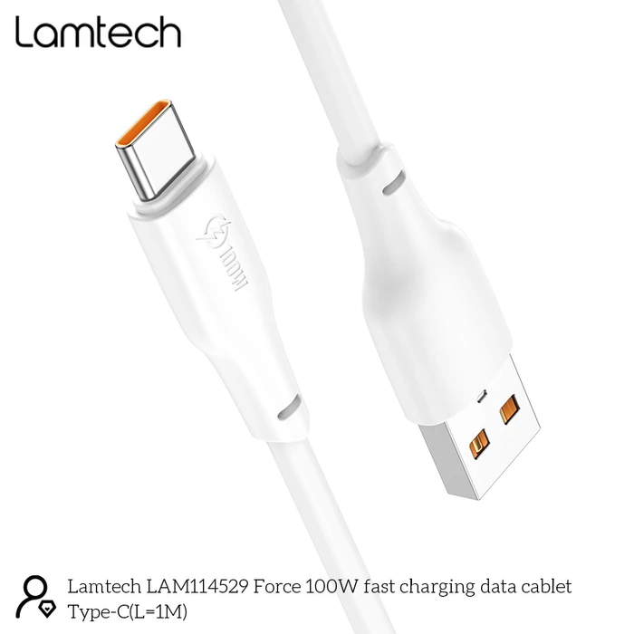 Καλώδιο USB-C Lamtech High Power 1m 100w White