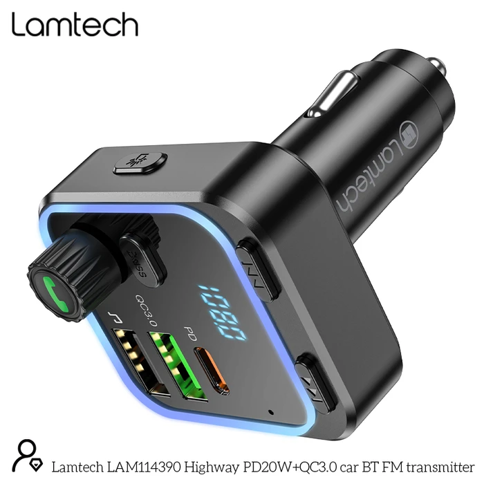 FM Transmitter Lamtech Rgb Bt5.0 Qc3.0 Pd20w