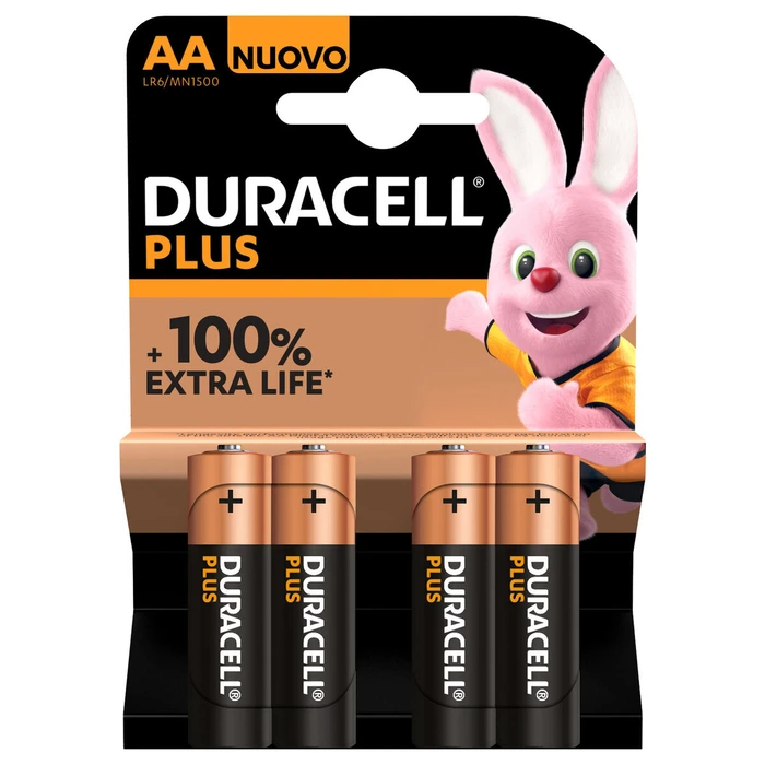 Duracell Alkaline Battery AA 1.5 V 4 Pack