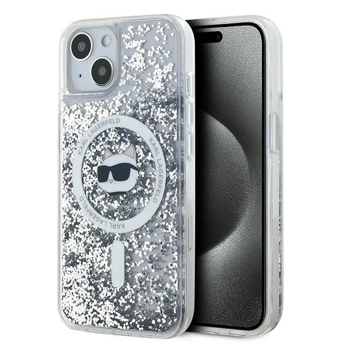 Karl Lagerfeld KLHMP15MLGCHSGH Apple iPhone 15 Plus / 14 Plus hardcase Liquid Glitter Choupette Head Magsafe transparent