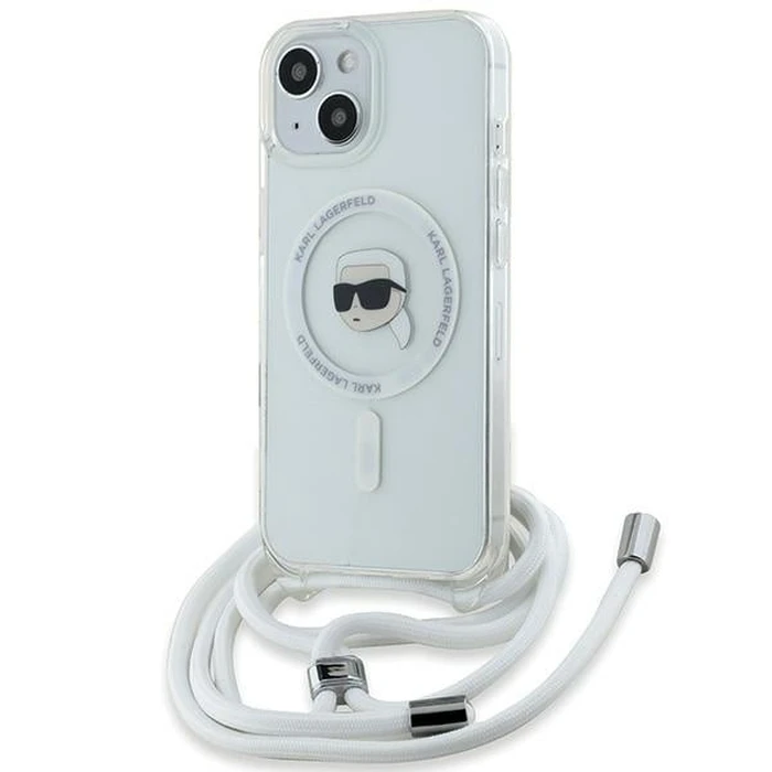 Karl Lagerfeld KLHMP15SHCKHNT Apple iPhone 15 / 14 / 13 hardcase Crossbody IML Karl Head Magsafe transparent