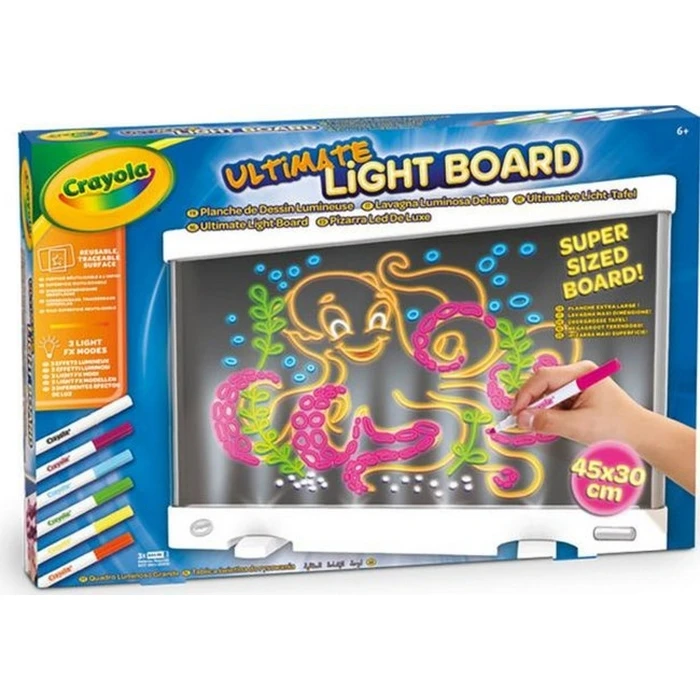 Crayola Φωτιζόμενος Πίνακας Σχεδίασης LED για Παιδιά με 6 Μαρκαδόρους Τζελ