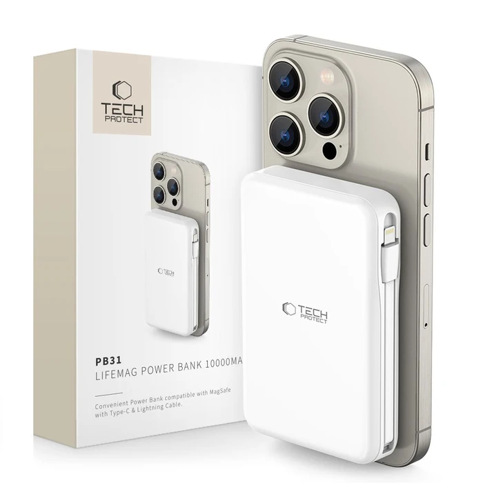 Tech-Protect PB31 Lifemag MagSafe powerbank 10000mAh White