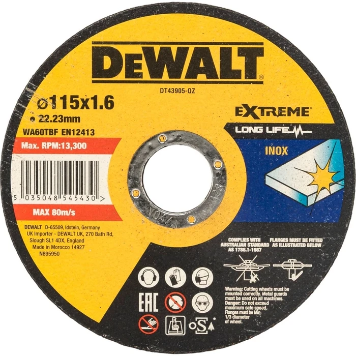 Δίσκοι κοπής Dewalt DT43905-QZ Μεταλλικός δίσκος κοπής 115mm