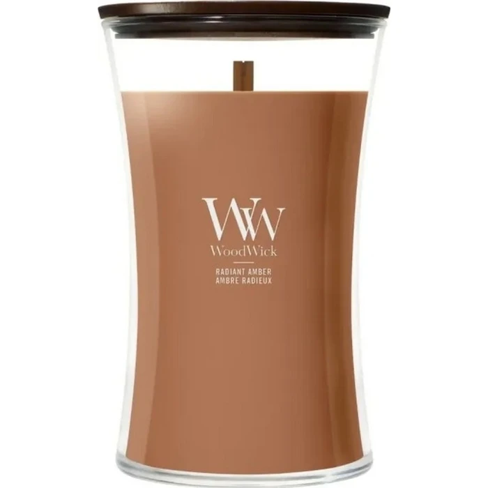 WoodWick Radiant Amber 609,5 g - Μεγάλο αρωματικό κερί σε δοχείο με ξύλινο φυτίλι