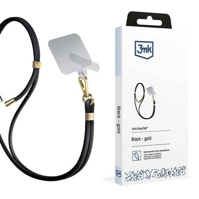3MK EasyClip Black gold phone lanyard