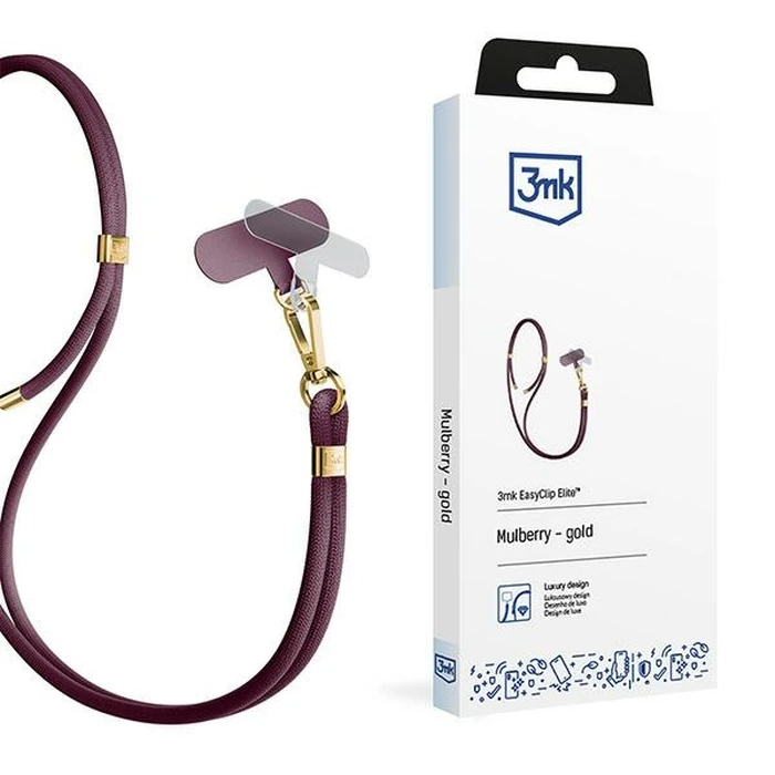 3MK EasyClip Elite Mulberry gold phone lanyard