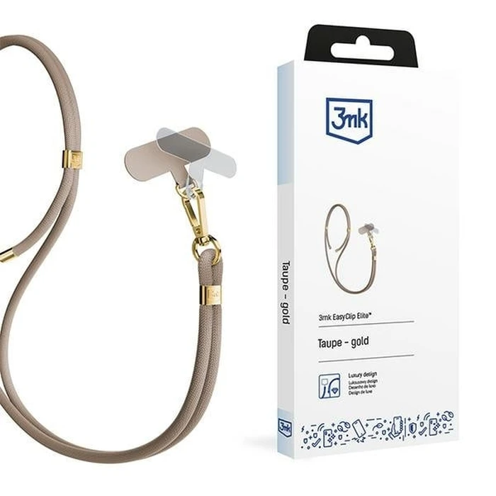 3MK EasyClip Elite Taupe gold phone lanyard