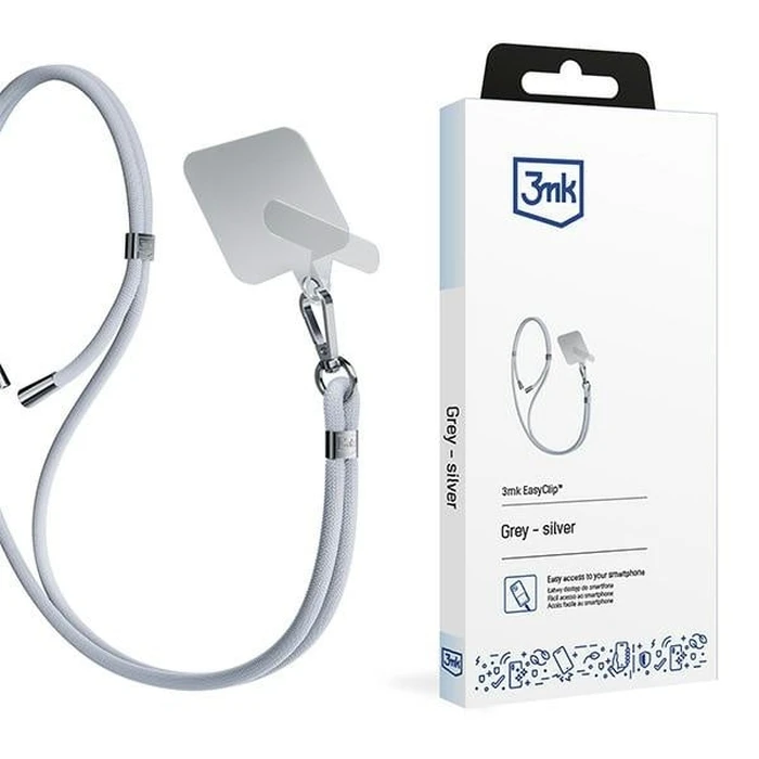 3MK EasyClip Grey silver phone lanyard