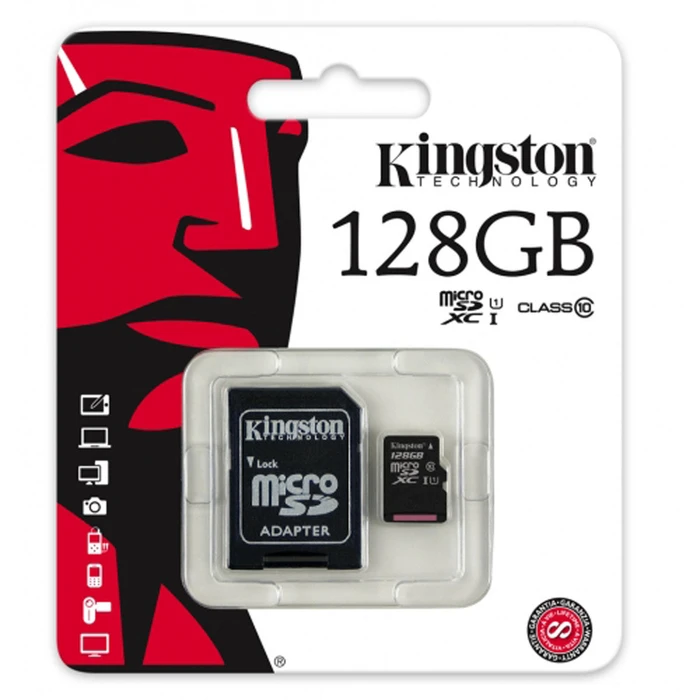 Κάρτα Μνήμης Micro SD με Αντάπτορα Kingston SDC10G2/128GBSP 128 GB 
