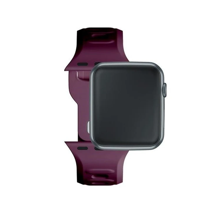3MK Silicone Watch Strap for Apple Watch 4/5/6/7/SE/8/9/10 40/41/42mm dark purple/mulberry
