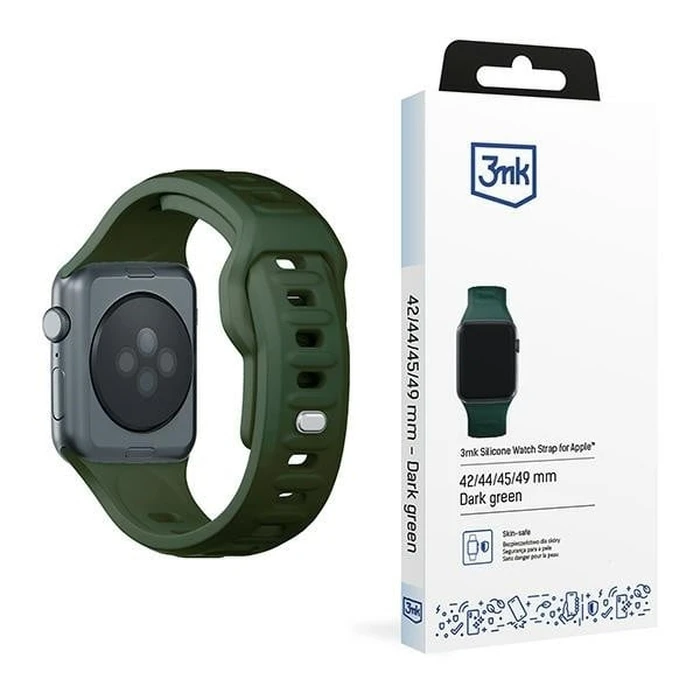 Strap 3MK Silicone Watch Strap Apple Watch 4/5/6/7/8/9/SE/Ultra 42/44/45/49mm dark green