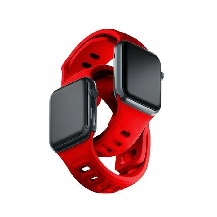 Belt 3MK Silicone Watch Strap Apple Watch 4/5/6/7/8/9/SE/Ultra 42/44/45/49mm red