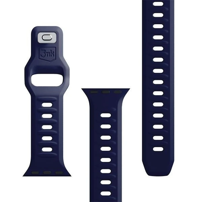 3MK Silicone Watch Strap for Apple Watch 4/5/6/7/SE/8/9/10 40/41/42mm navy/ocean blue