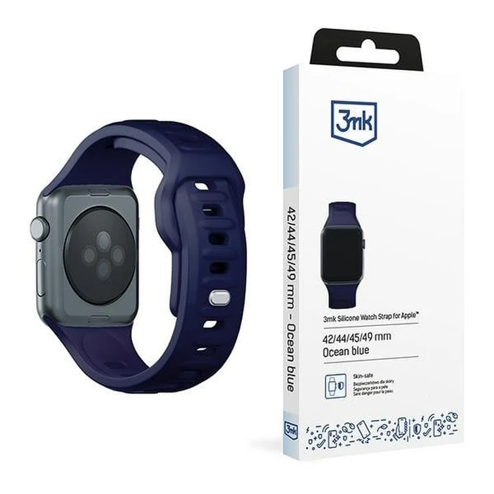 3MK Silicone Watch Strap for Apple Watch 4/5/6/7/8/9/SE/Ultra 42/44/45/49mm ocean blue