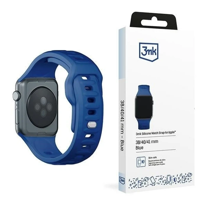 3MK Silicone Watch Strap Apple Watch 4/5/6/7/SE/8/9/10 40/41/42mm blue