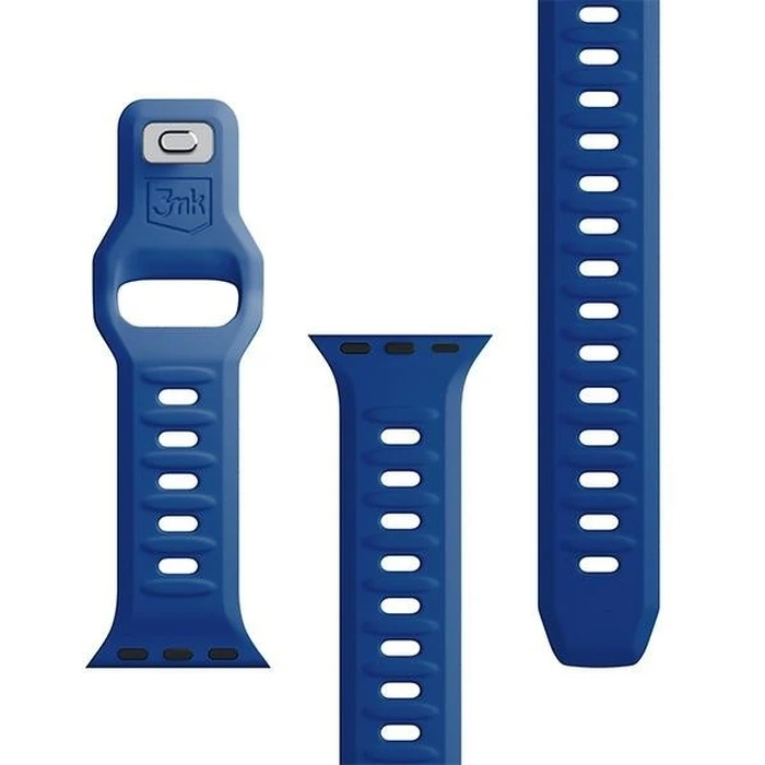 3MK Silicone Watch Strap for Apple Watch 4/5/6/7/8/9/SE/Ultra 42/44/45/49mm niebieski/blue