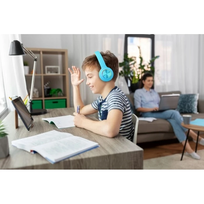 PowerLocus PLED Ασύρματα / Ενσύρματα Παιδικά Over Ear Ακουστικά με 30 ώρες Λειτουργίας Blue/Orange