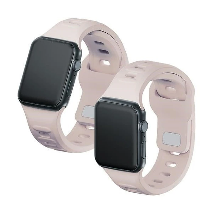3MK Silicone Watch Strap for Apple Watch 4/5/6/7/SE/8/9/10 40/41/42mm pink-beige/latte