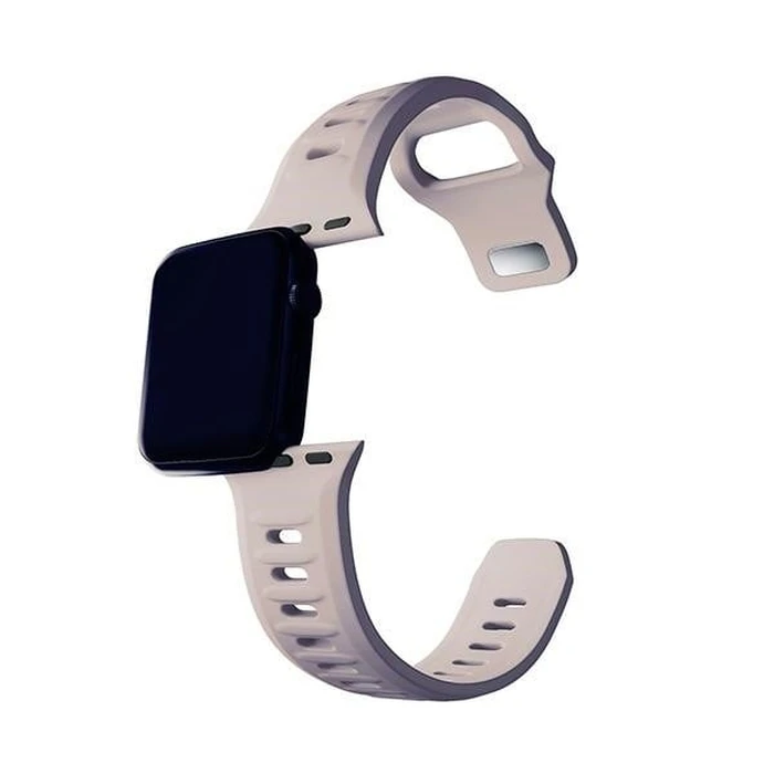 3MK Silicone Watch Strap for Apple Watch 4/5/6/7/SE/8/9/10 40/41/42mm pink-beige/latte