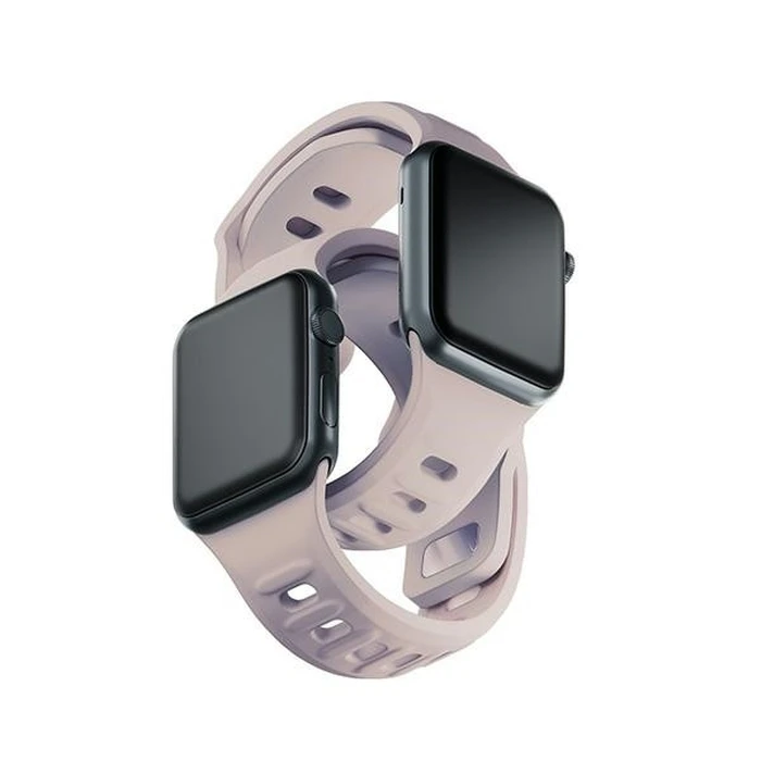 3MK Silicone Watch Strap for Apple Watch 4/5/6/7/SE/8/9/10 40/41/42mm pink-beige/latte