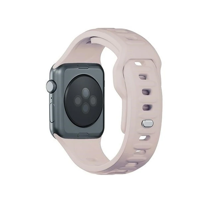 3MK Silicone Watch Strap for Apple Watch 4/5/6/7/8/9/SE/Ultra 42/44/45/49mm pink-beige/latte