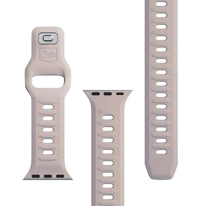 3MK Silicone Watch Strap for Apple Watch 4/5/6/7/8/9/SE/Ultra 42/44/45/49mm pink-beige/latte
