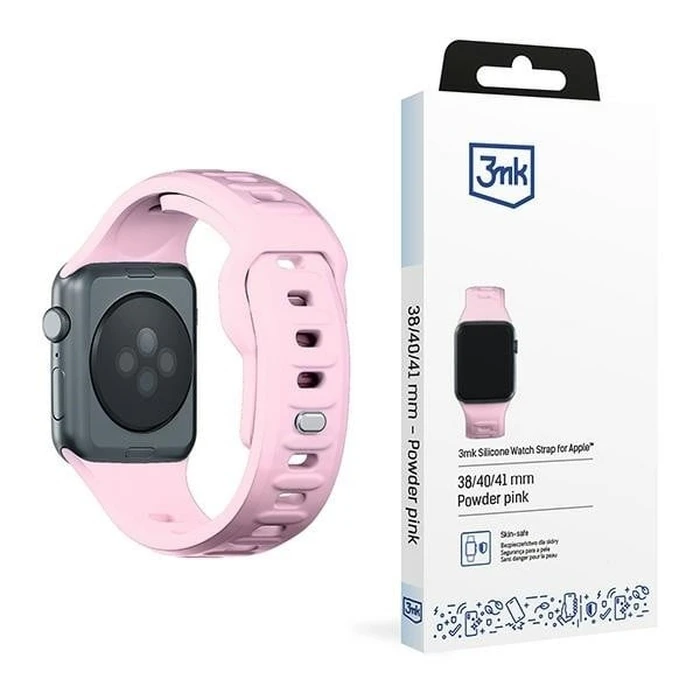 3MK Silicone Watch Strap for Apple Watch 4/5/6/7/SE/8/9/10 40/41/42mm pink/powder pink