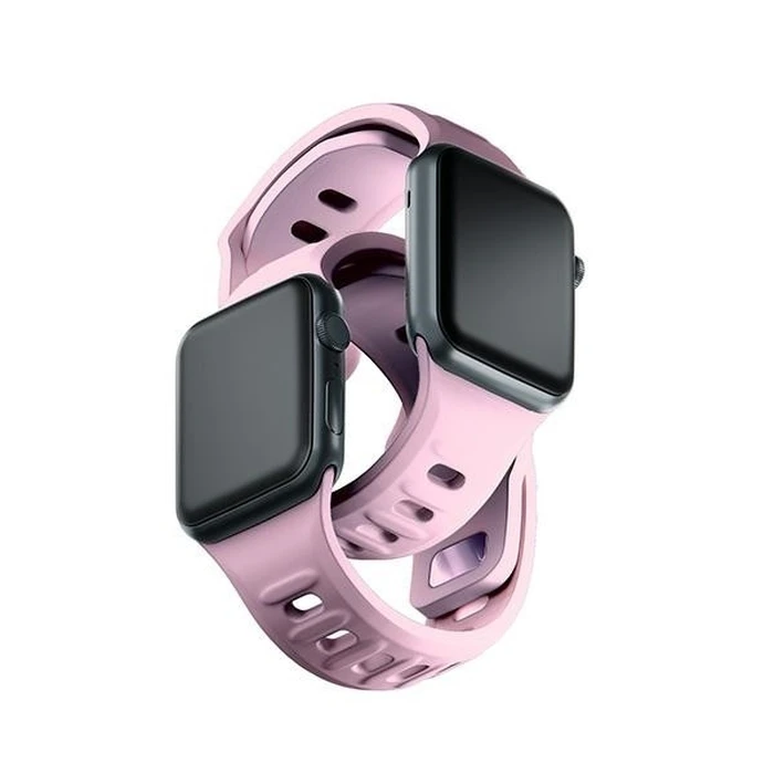 3MK Silicone Watch Strap for Apple Watch 4/5/6/7/SE/8/9/10 40/41/42mm pink/powder pink