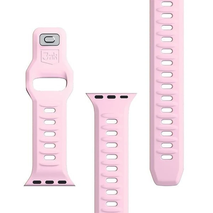 3MK Silicone Watch Strap for Apple Watch 4/5/6/7/SE/8/9/10 40/41/42mm pink/powder pink