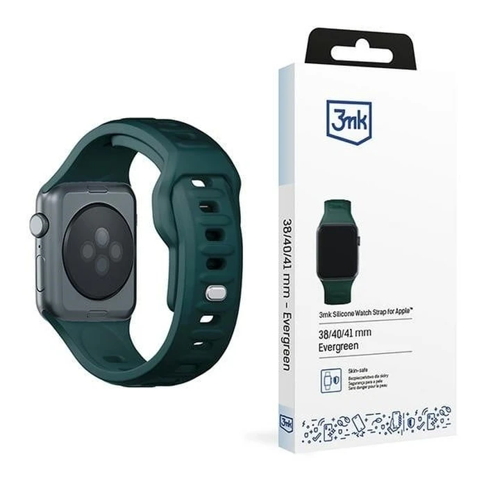 3MK Silicone Watch Strap for Apple Watch 4/5/6/7/SE/8/9/10 40/41/42mm green/evergreen