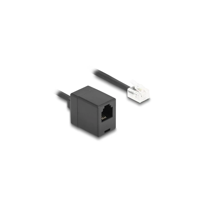 DELOCK Telephone Cable / Coiled Cable RJ11 plug to RJ11 jack 1 m, black