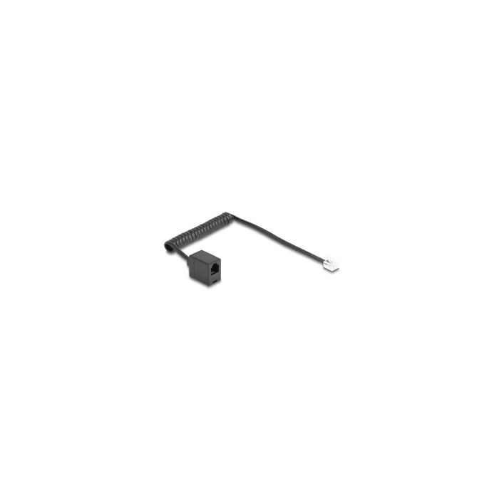 DELOCK Telephone Cable / Coiled Cable RJ11 plug to RJ11 jack 1 m, black