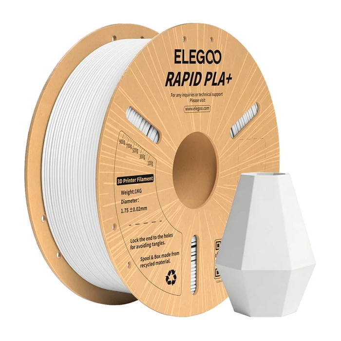Elegoo PLA+ 3D Printer Filament 1.75mm White 1kg 50.203.0115