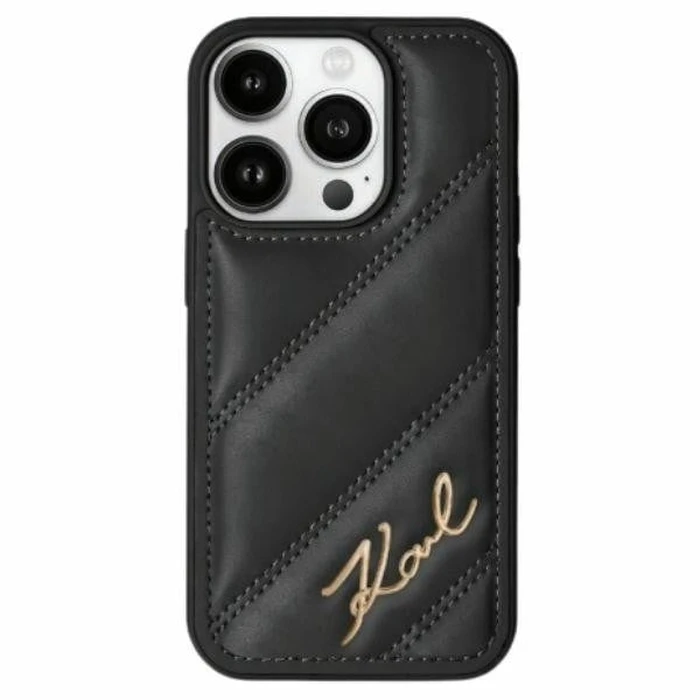 Karl Lagerfeld KLHCP15SPQDSMGK Apple iPhone 15 / 14 / 13 hardcase Diagonal Quilted Script black