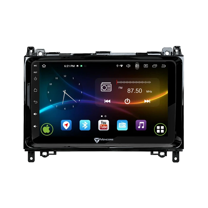 VenCore 3236-10007-0759B3 - 9" Android 15 Multimedia Head Unit with Front Panel, CarPlay, Android Auto and AHD Rear Camera Support for Mercedes A-Class W169 2004-2011 - Black