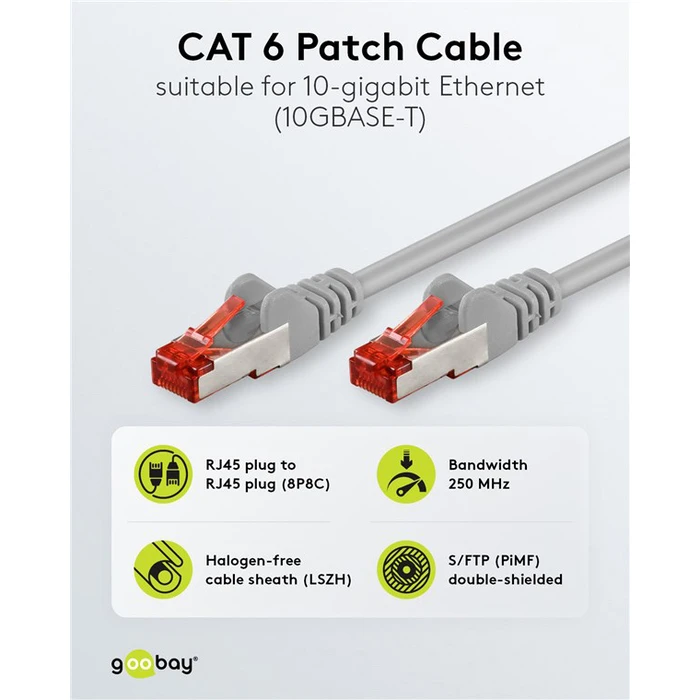 Goobay S/FTP Cat.6 (Gigabit) Καλώδιο Δικτύου Ethernet 50m Γκρι 50895