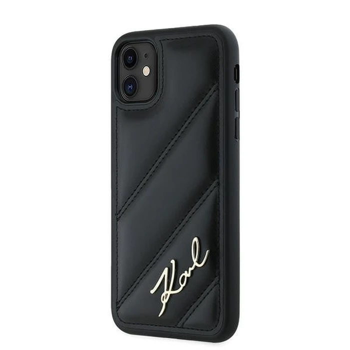 Karl Lagerfeld KLHCN61PQDSMGK Apple iPhone 11 / XR hardcase Diagonal Quilted Script black