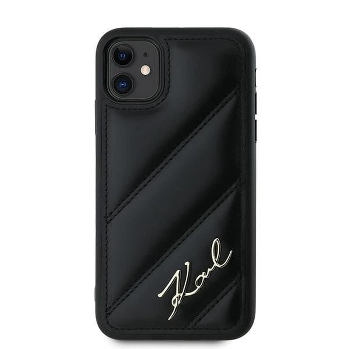 Karl Lagerfeld KLHCN61PQDSMGK Apple iPhone 11 / XR hardcase Diagonal Quilted Script black