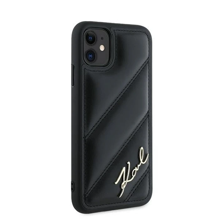 Karl Lagerfeld KLHCN61PQDSMGK Apple iPhone 11 / XR hardcase Diagonal Quilted Script black
