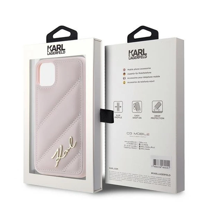 Karl Lagerfeld KLHCN61PQDSMGP Apple iPhone 11 / XR hardcase Diagonal Quilted Script pink