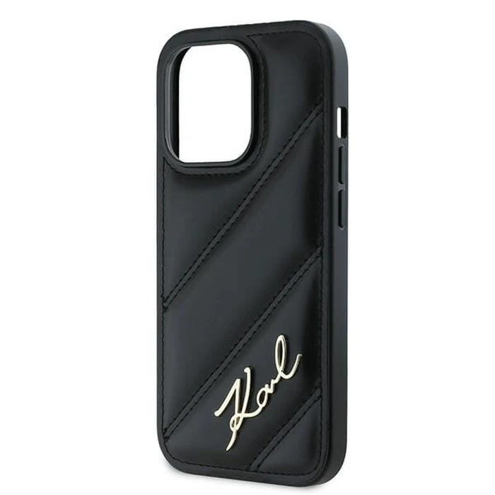 Karl Lagerfeld KLHCP14LPQDSMGK Apple iPhone 14 Pro hardcase Diagonal Quilted Script black