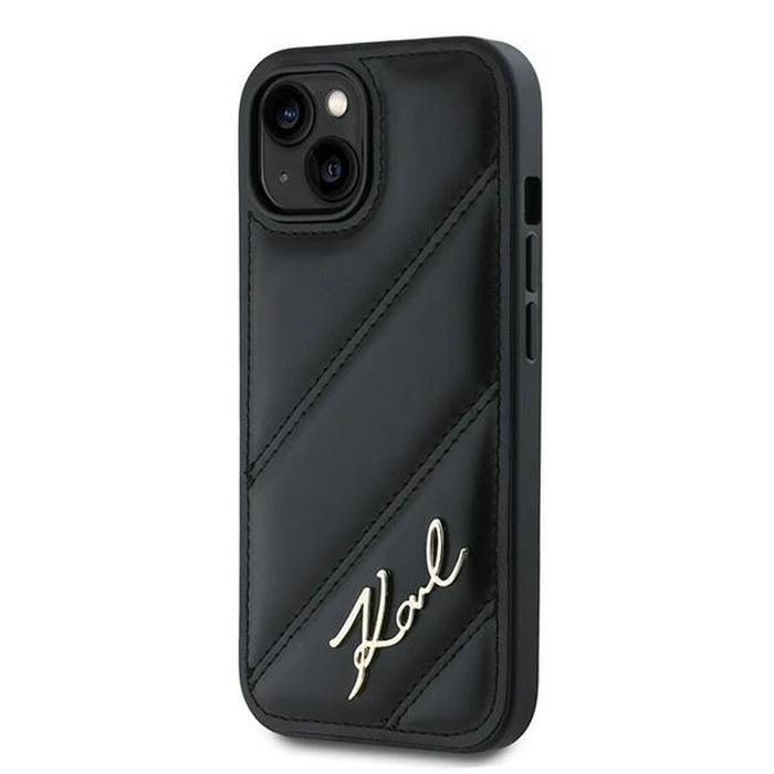 Karl Lagerfeld KLHCP14SPQDSMGK Apple iPhone 14 / 15 / 13 hardcase Diagonal Quilted Script black